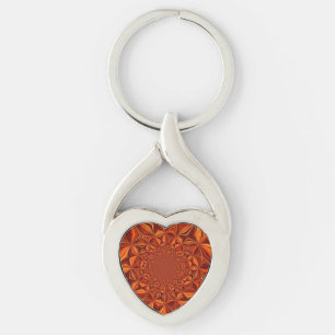 Kaleidoscope Red Digital Art Pattern-67546 Key Ring