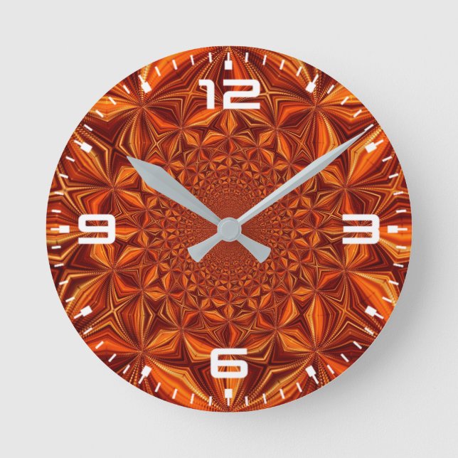 Kaleidoscope Red Digital Art Pattern-67546 Round Clock (Front)