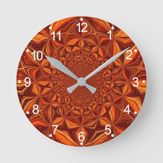 Kaleidoscope Red Digital Art Pattern-67546 Round Clock (Front)