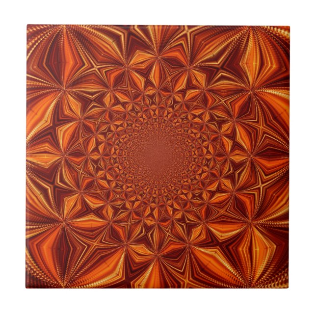 Kaleidoscope Red Digital Art Pattern-67546 Tile (Front)