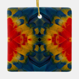 Kaleidoscope Scarlet Macaw design Ceramic Tree Decoration