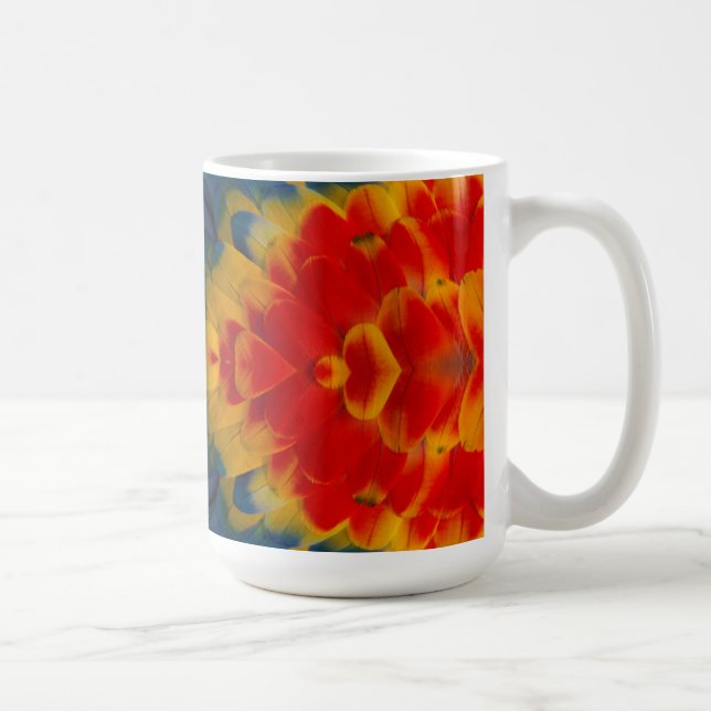 Kaleidoscope Scarlet Macaw design Coffee Mug (Right)