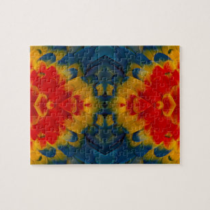Kaleidoscope Scarlet Macaw design Jigsaw Puzzle
