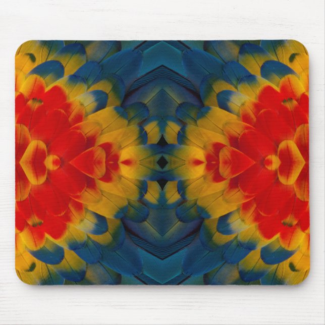 Kaleidoscope Scarlet Macaw design Mouse Mat (Front)