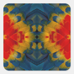 Kaleidoscope Scarlet Macaw design Square Sticker
