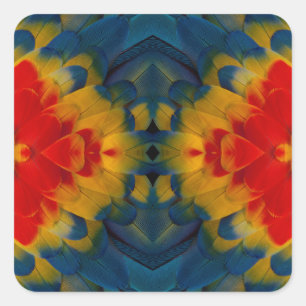 Kaleidoscope Scarlet Macaw design Square Sticker