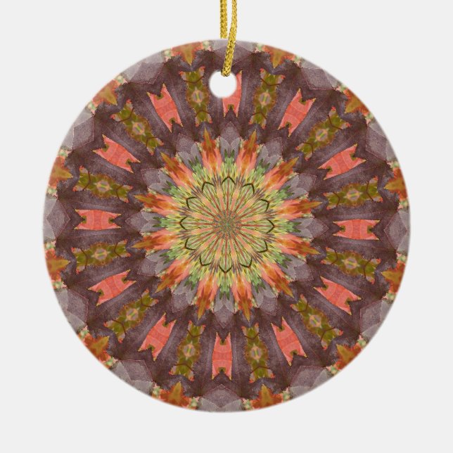 Kaleidoscope series - Autumn Leaves Ceramic Tree Decoration (Front)