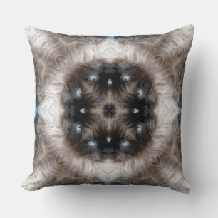 Kaleidoscope Siamese Cat Pattern with Blue Eyes Cushion