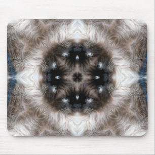 Kaleidoscope Siamese Cat Pattern with Blue Eyes Mouse Mat