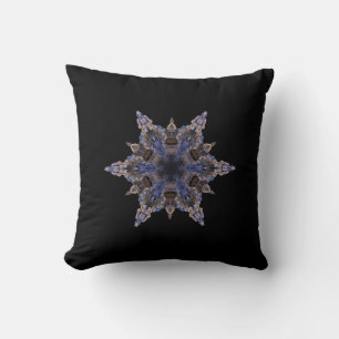 Kaleidoscope Snowflake Intricate Design Black Cushion