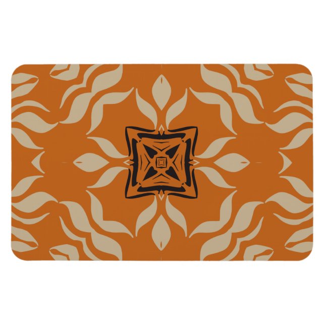 Kaleidoscope Square, Orange Tan Brown Magnet (Horizontal)