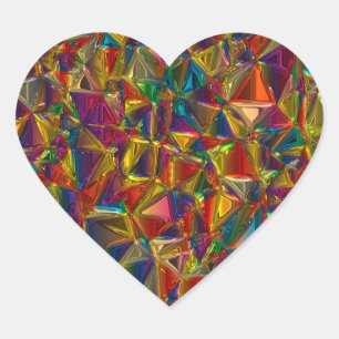Kaleidoscope Stained Glass Heart Shape Stickers