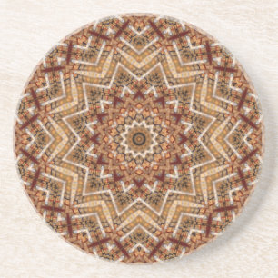 Kaleidoscope Star Mandala Amber Pattern Coaster