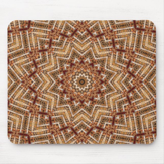 Kaleidoscope Star Mandala Amber Pattern Mouse Mat (Front)