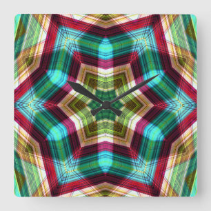 Kaleidoscope star migrating to hexagon with depth square wall clock