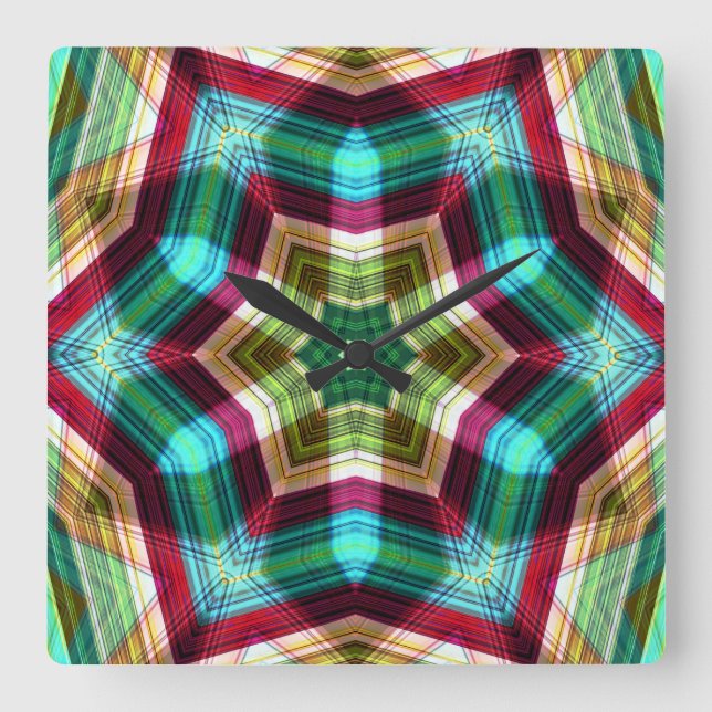 Kaleidoscope star migrating to hexagon with depth  square wall clock (Front)