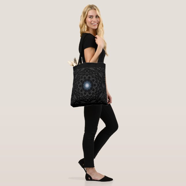 Kaleidoscope Star Pattern on Black, Tote Bags (On Model)