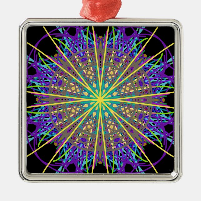 Kaleidoscope Star, Purple Orange Green Art Metal Tree Decoration (Front)