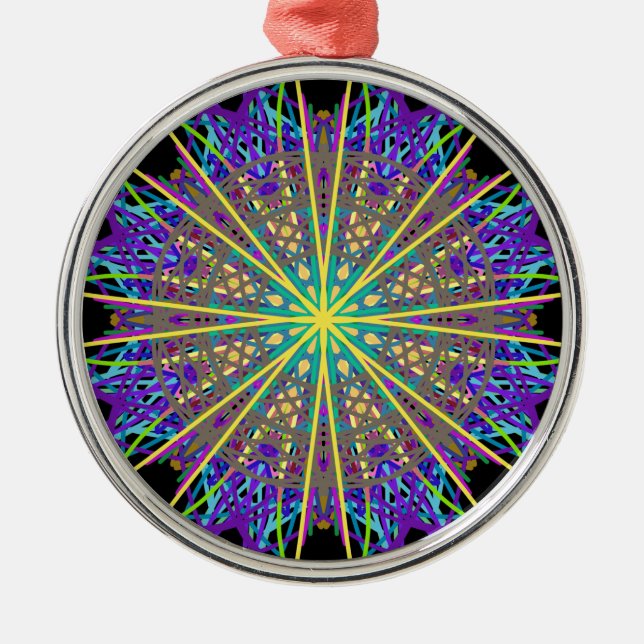 Kaleidoscope Star, Purple Orange Green Art Metal Tree Decoration (Front)