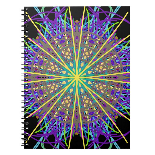 Kaleidoscope Star, Purple Orange Green Art Notebook (Front)