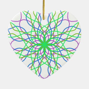 Kaleidoscope Star, White Green Blue Purple Art Ceramic Tree Decoration