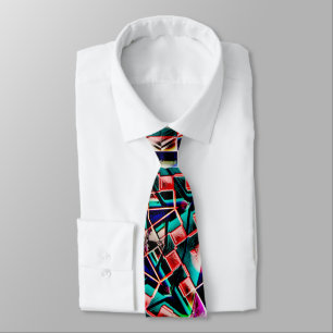 Kaleidoscope style canvas plastic or leather tiled tie