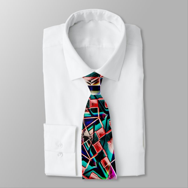 Kaleidoscope style canvas plastic or leather tiled tie (Tied)