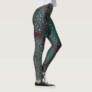 Kaleidoscope style old metal chrome blue green to  leggings