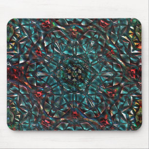 Kaleidoscope style old metal chrome blue green to mouse mat