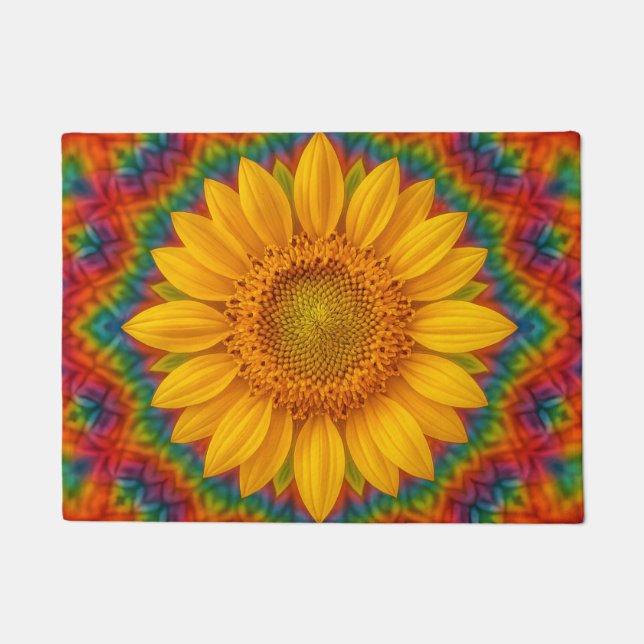 Kaleidoscope Sunflower  Doormat (Front)