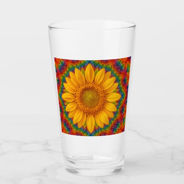 Kaleidoscope Sunflower  Glass (Front)