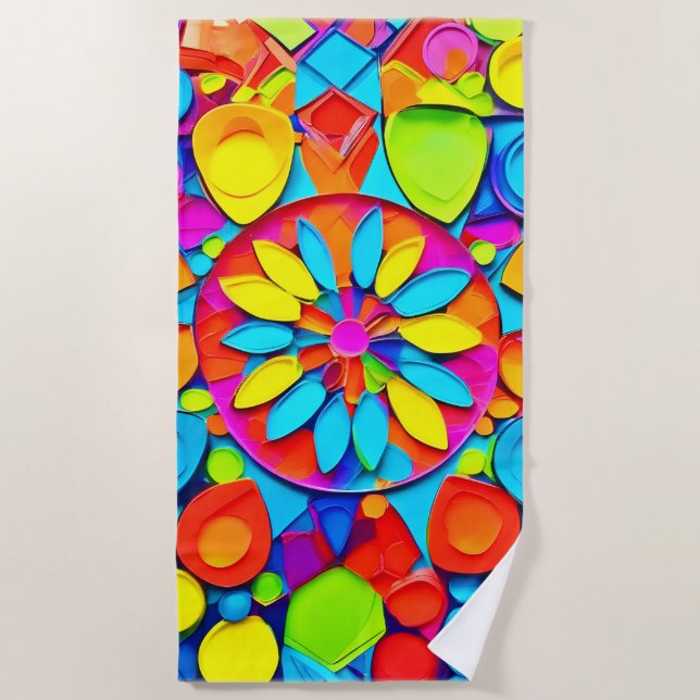Kaleidoscope Symphony Artwork Beach Towel (Front)