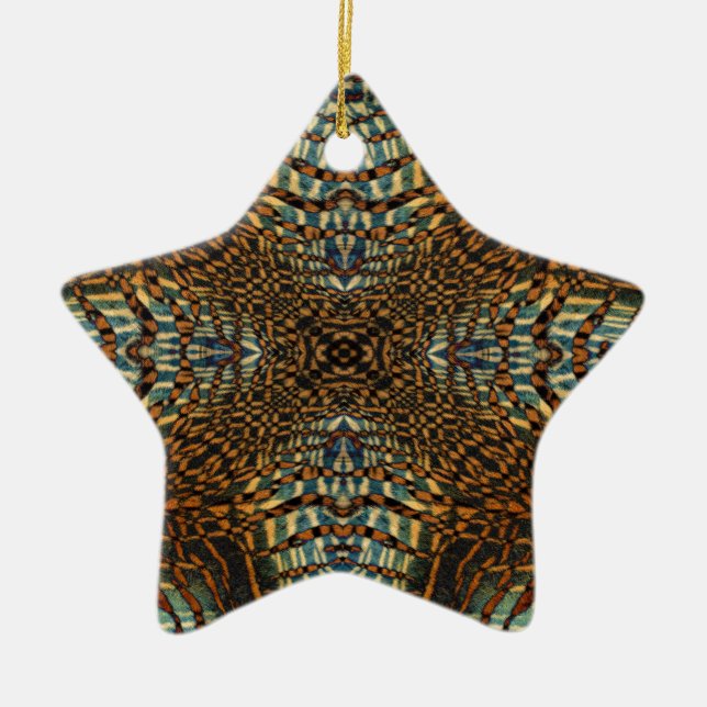 Kaleidoscope tiger fur pattern ceramic tree decoration (Front)