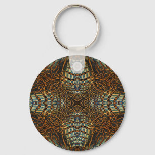 Kaleidoscope tiger fur pattern key ring