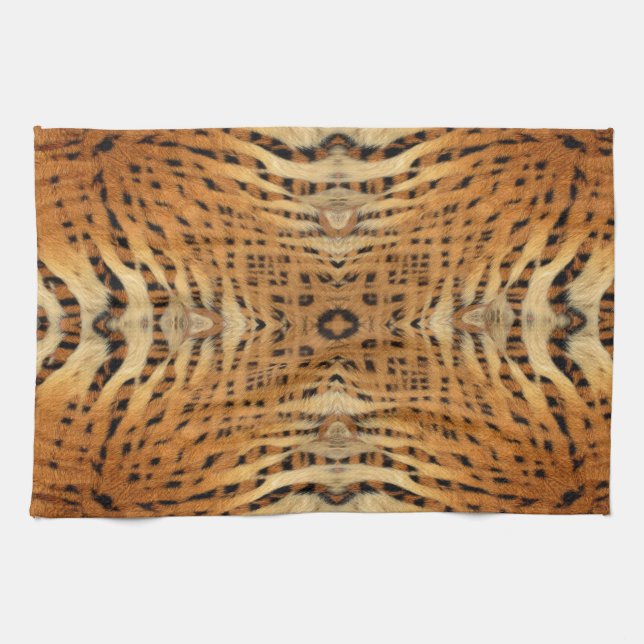 Kaleidoscope Tiger Fur Pattern Tea Towel (Horizontal)