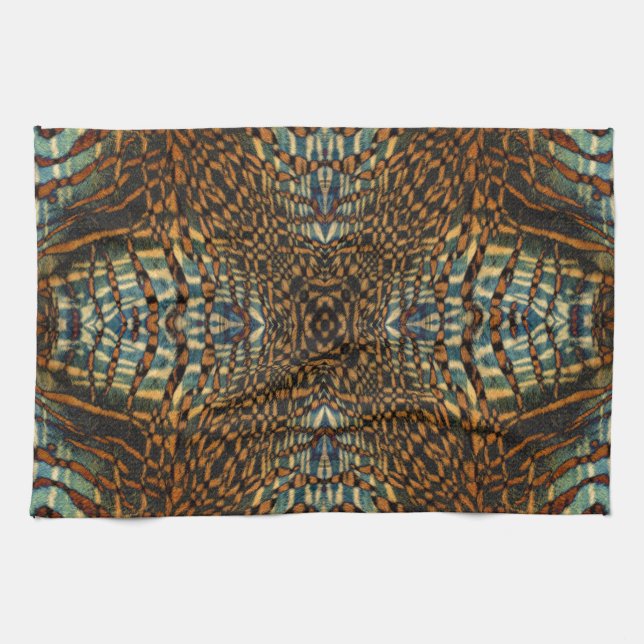 Kaleidoscope tiger fur pattern tea towel (Horizontal)