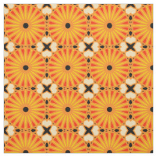 Kaleidoscope Wheel Pattern P Black Red Yellow 1 Fabric