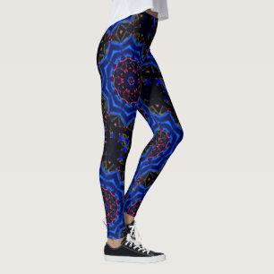 Kaleidoscope with circle, salmon to blue gradient  leggings