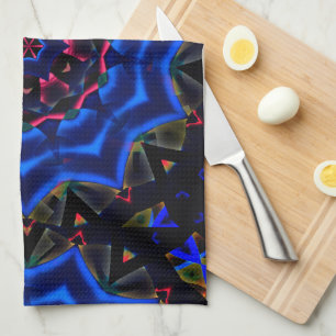 Kaleidoscope with circle, salmon to blue gradient tea towel