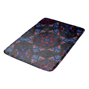 Kaleidoscope with hexagon, blue to salmon gradient bath mat