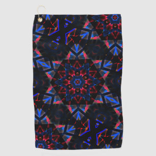 Kaleidoscope with hexagon, blue to salmon gradient golf towel