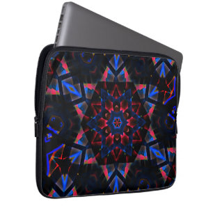 Kaleidoscope with hexagon, blue to salmon gradient laptop sleeve