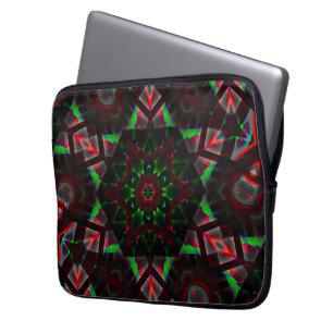 kaleidoscope with hexagon, green and red gradient  laptop sleeve
