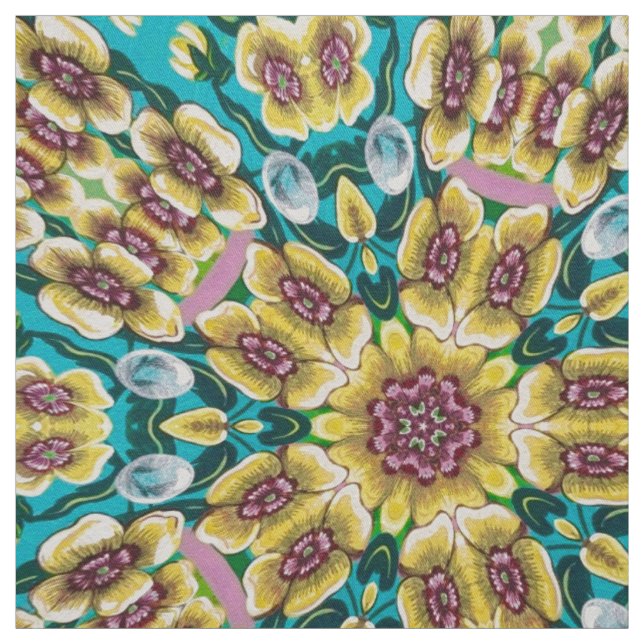 Kaleidoscope Yellow Flowers Fabric (Swatch)