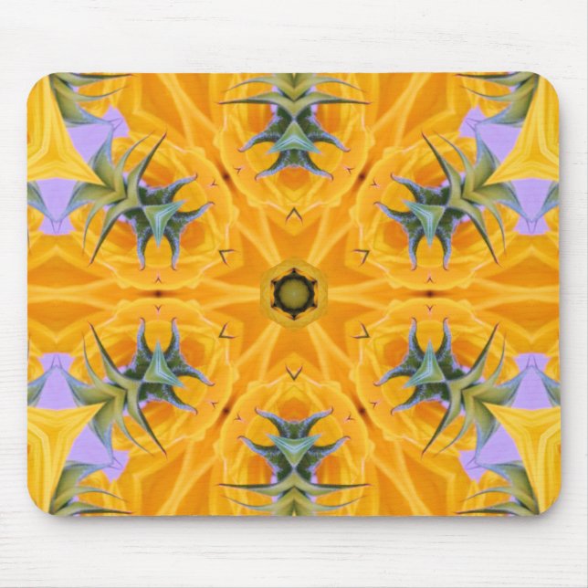Kaleidoscope Yellow Sunflower Petals Mouse Mat (Front)