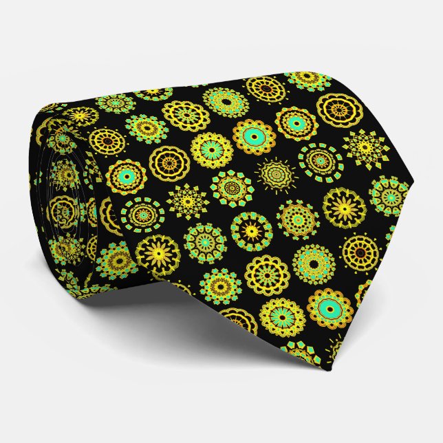 Kaleidoscopic 110714 - 16 Mandalas - on Black Tie (Rolled)