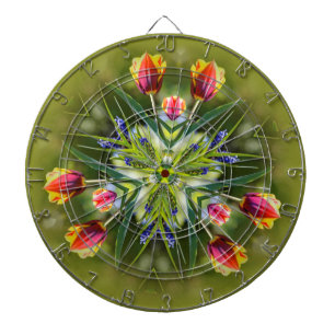 Kaleidoscopic Bicolored Purple and Gold Tulips Dartboard