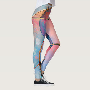 “Kaleidoscopic Cascade” Colourful Abstract Art Leggings