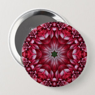 Kaleidoscopic Crimson Dahlia 10 Cm Round Badge