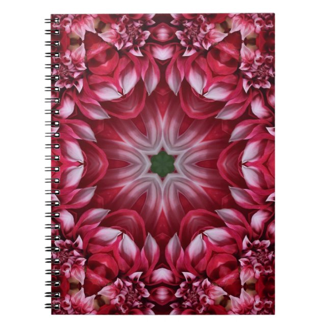 Kaleidoscopic Crimson Dahlia  Notebook (Front)